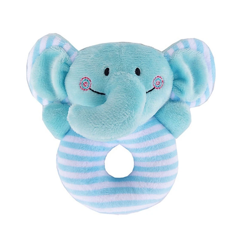 Infant Elephant Rattles Ring Plush Toys Handbell Grab Soft Stuffed Rattle Toys 