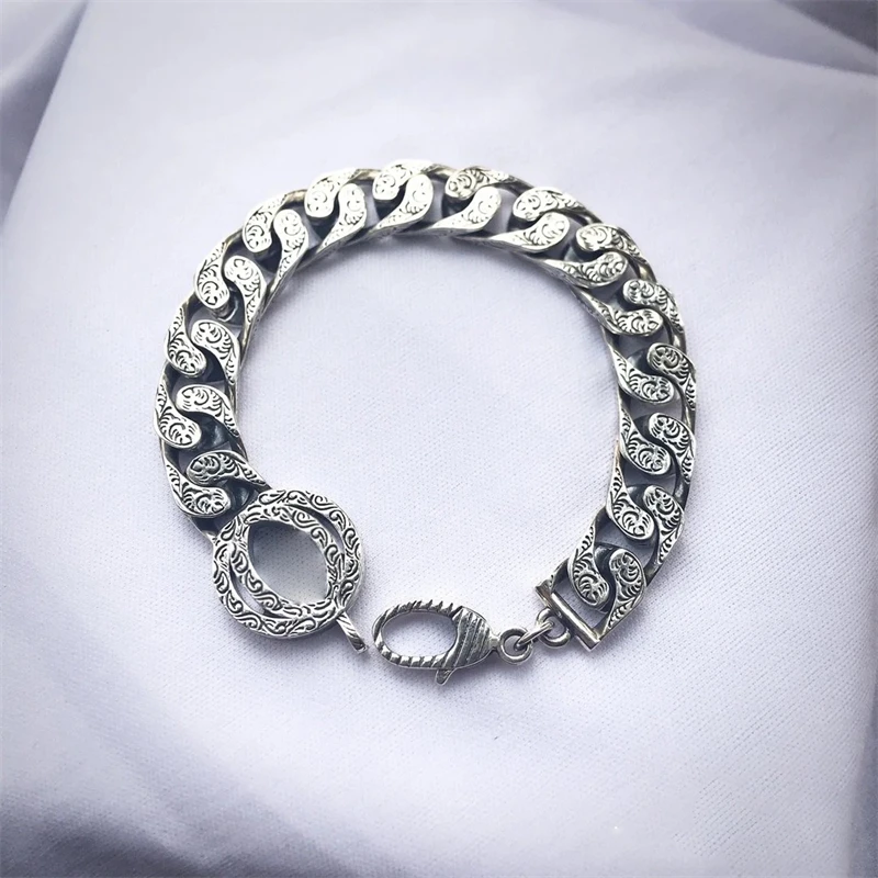 

2021 trend luxury brand retro bracelet men silver bead bracelet women wrist bracelet letter