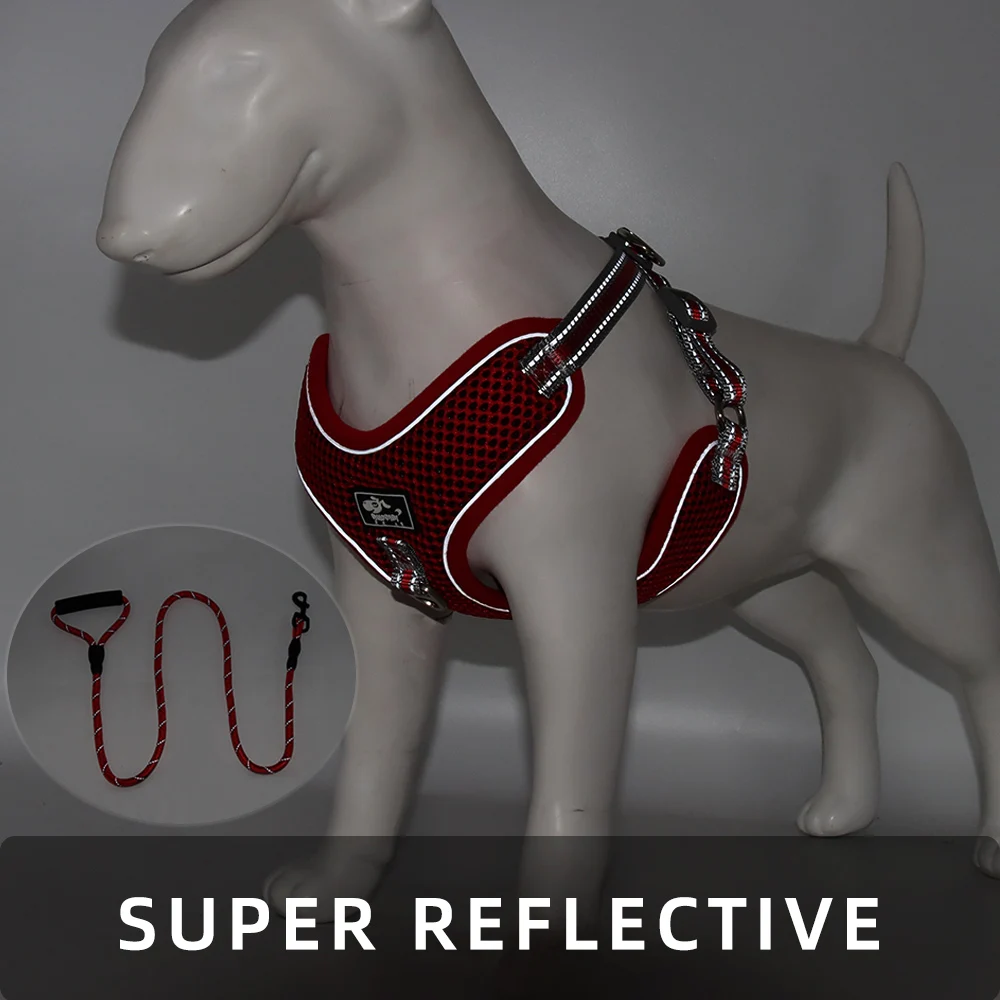 Шлейка со светоотражающим регулируемым жилетом для собак комплект одежды с