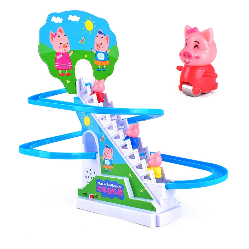 Cerdito autom&aacute;tico para subir escaleras, tobog&aacute;n luminoso Musical, pista el&eacute;ctrica, juguetes para ni&ntilde;os, regalo para ni&ntilde;os-2