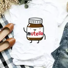 Новинка 2021, летняя футболка для девочек, женская футболка с принтом Nutella и арахисового масла, Футболка Harajuku, мультяшный Графический Топ, забавная футболка