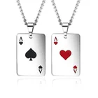 Модные Эмалированные ожерелья в стиле хип-хоп с подвесками в виде игральных карт, ожерелья из нержавеющей стали для женщин и мужчин, украшения на удачу в стиле казино