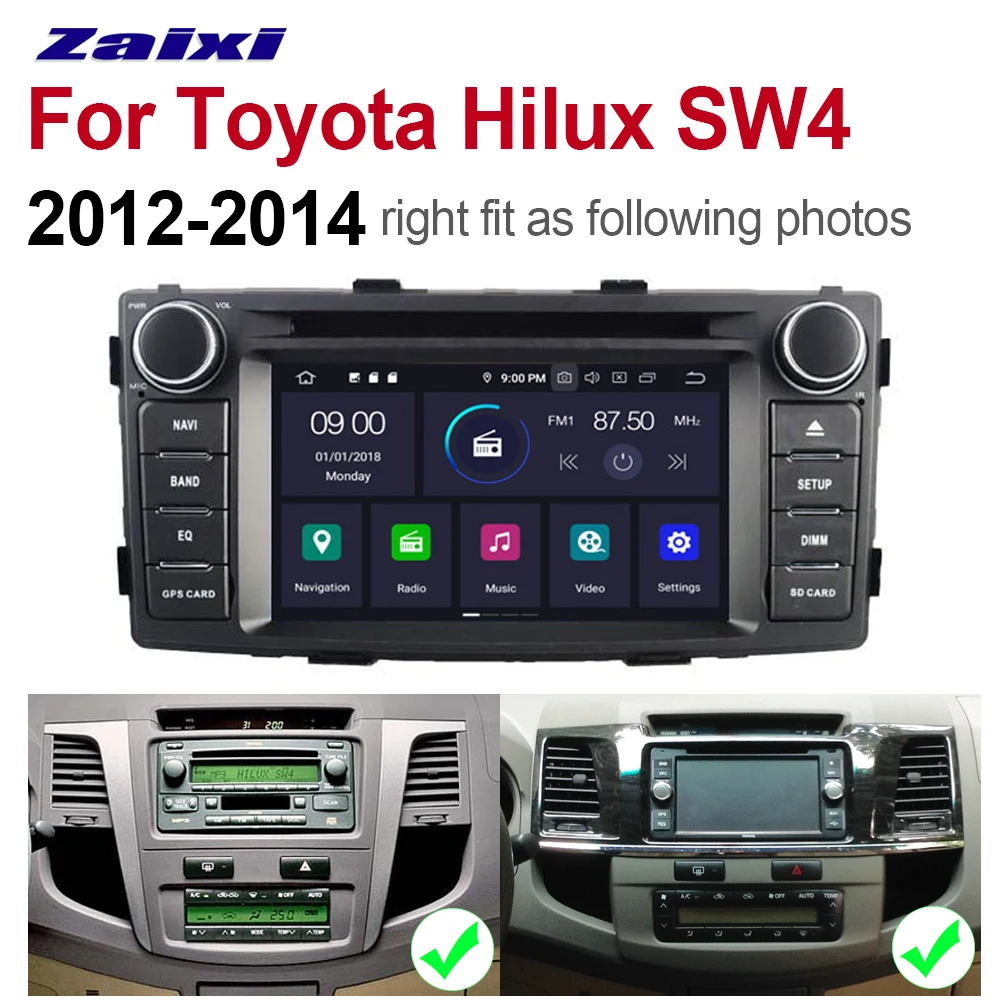ZaiXi 2din Android 9 0 Octa Core 4 Гб RAM DVD для Toyota Hilux SW4 2012 ~ 2014 GPS Радио BT Navi MAP мультимедийная