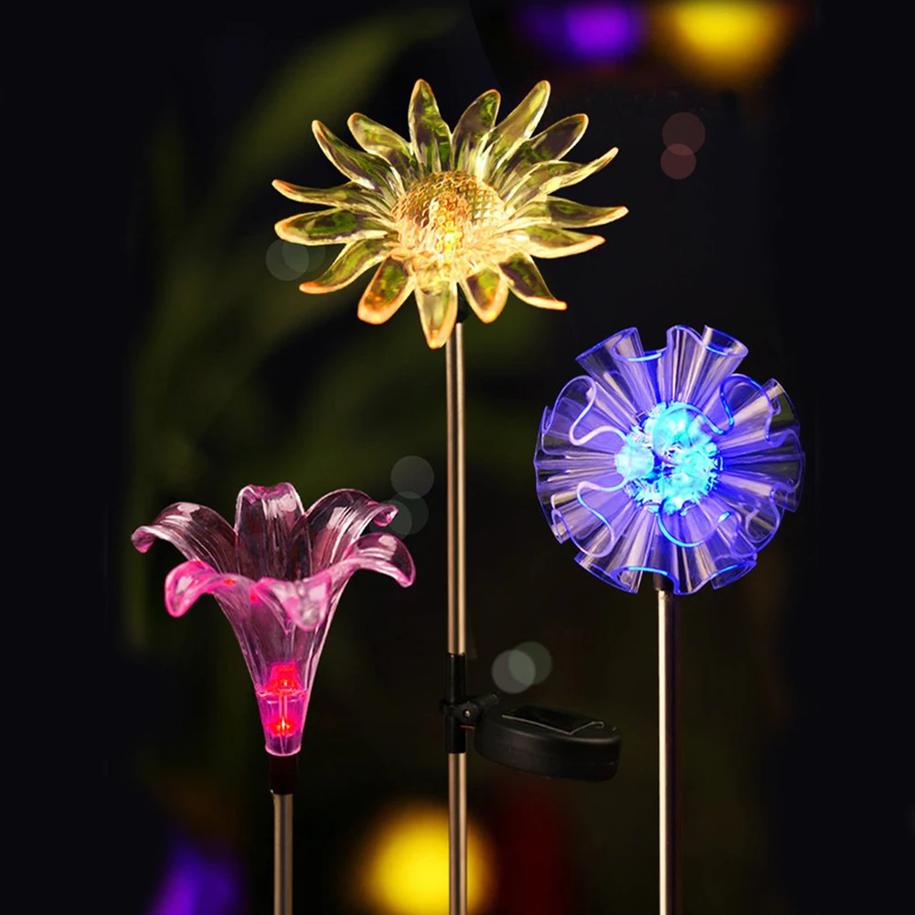 

LED Solar Flower Light Outdoor Garden Decorative Stake Lights Multi-Color Waterproof Garden Yard Path Lawn Insert Solar Light