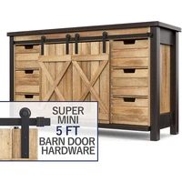 I Shape Hanger Super Mini Barn Door Hardware Kit Double Door Sliding Smoothly and Quietly Used for Small Cabinet Barn Door