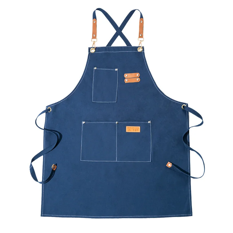 

1Pcs Fashion Canvas Kitchen Aprons For Barber Woodworking Painting Tool Pockets Adjustable Pinafore Unisex Work Studios Uniform