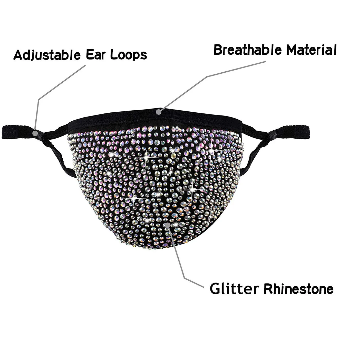 Модный комплект из 3 предметов к требованиям заказчика Сверкающие стразы маска