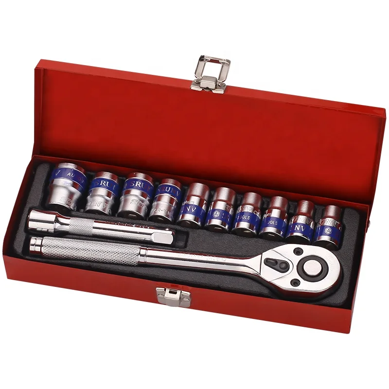 12 Piece 1/2 Inch Drive Matt Finish Socket Wrench Set With Color Coded Blue Marking For Easy To Read,Auto Motorcycle Repair Tool