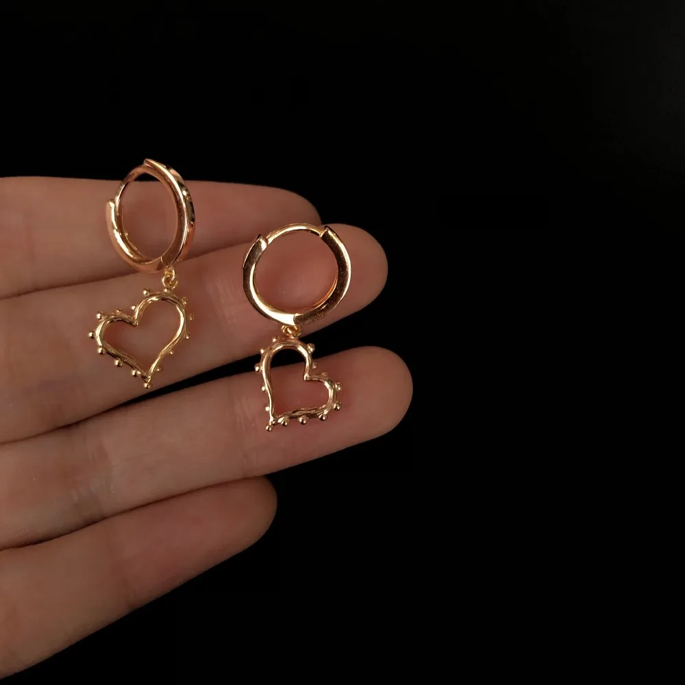 Серьги из стерлингового серебра 925 пробы, модные, полые, сердце, короткий кулон, висячие серьги, сладкий тренд, женские серебряные серьги для девочек, ювелирные изделия