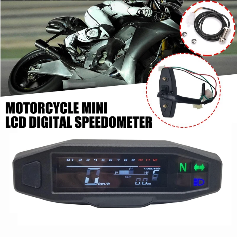 

Universal Motorcycle LCD Digital Speeeter Mini Motorcycle Meter Carburetor Meter Motorcycle Oeter with Sensor