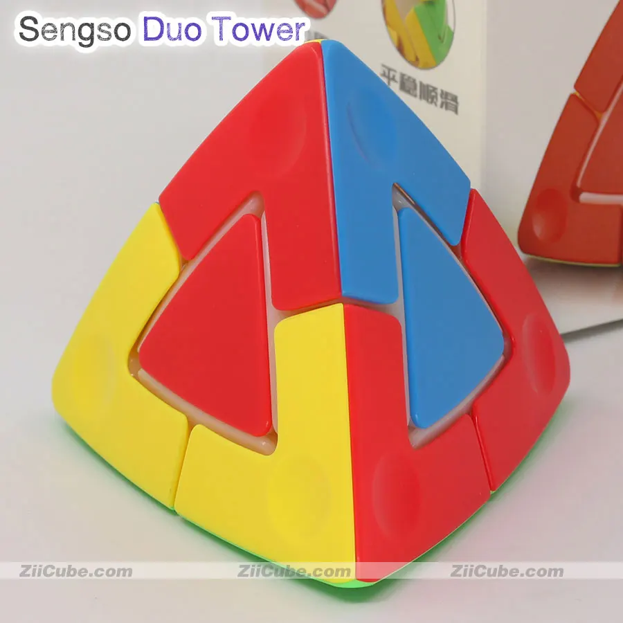 Sengso Magic Cube Pyramorphix  FanXin cube Pyuamid 2x2 Magic Duo Tower Stickerless 4 Faces Puzzle Professional Edcuational Toys