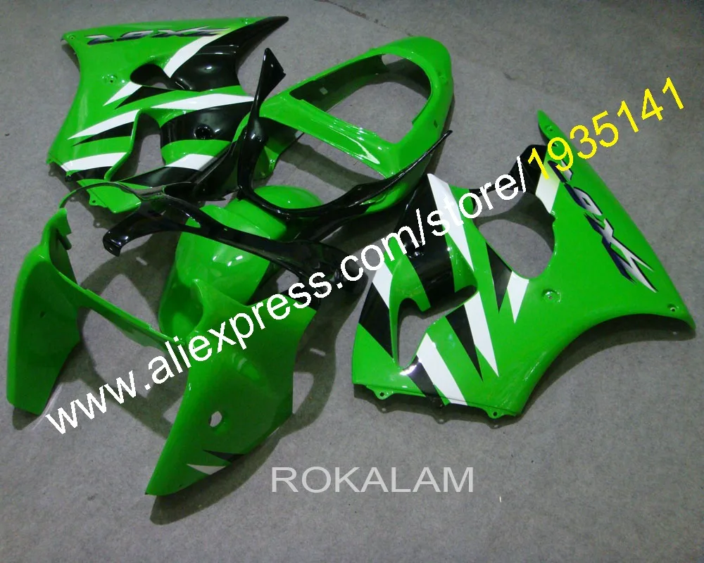 

Обтекатель ZX6R для Kawasaki cowling ZX-6R, зеленый, белый, черный корпус 00 01 02 NINJA ZX 6R 2000 2001 2002 (литьё под давлением)