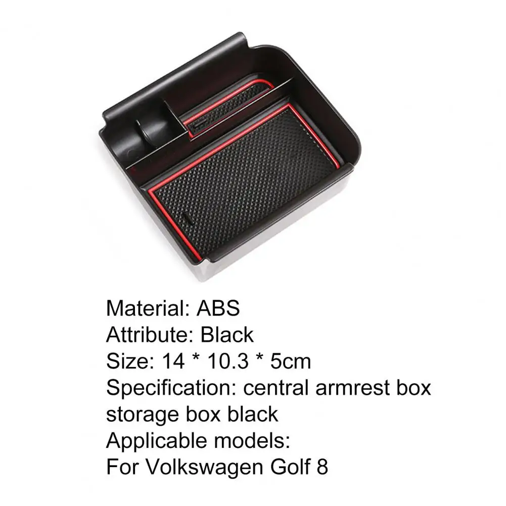 

Armrest Storage Organizer High Hardness Anti-rust ABS Car Armrest Box Central Secondary Storage Container for Volkswagen Golf 8
