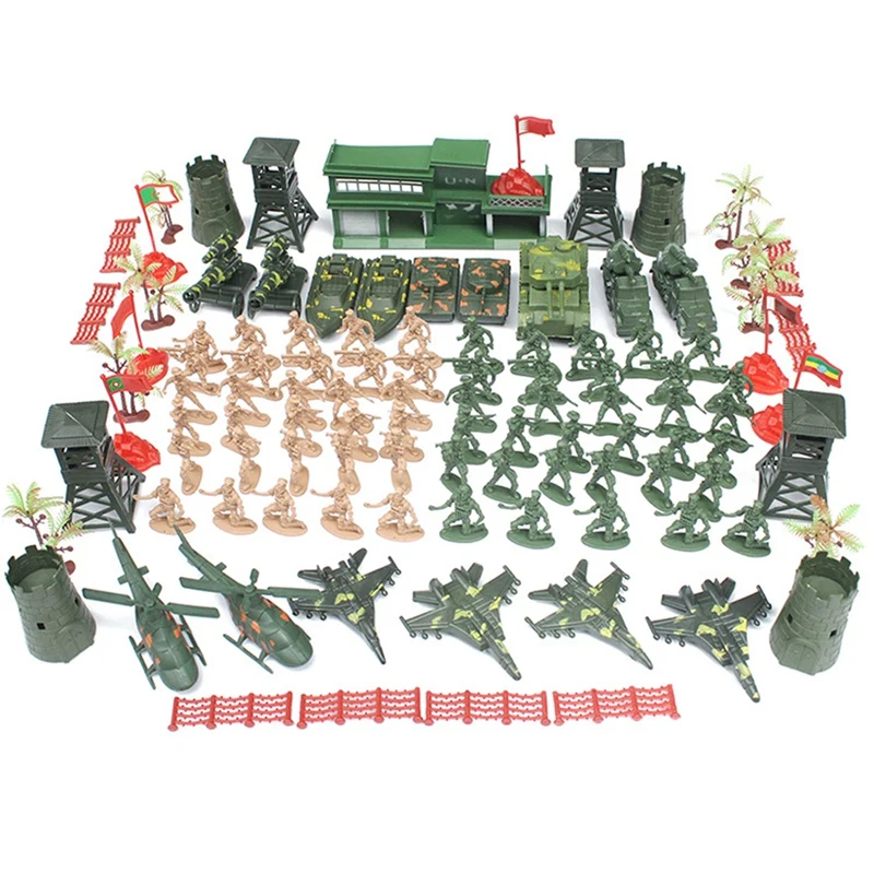 

122Pcs/Set Children's Toy Soldier Toy Vehicles Set,Soldiers Action Figures Sand Table Model,Mini Soldier Figures Toy