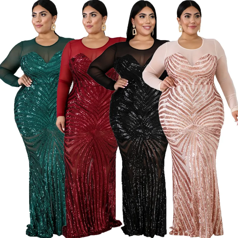 4XL 5XL размера плюс африканские платья для женщин черное платье с блестками и