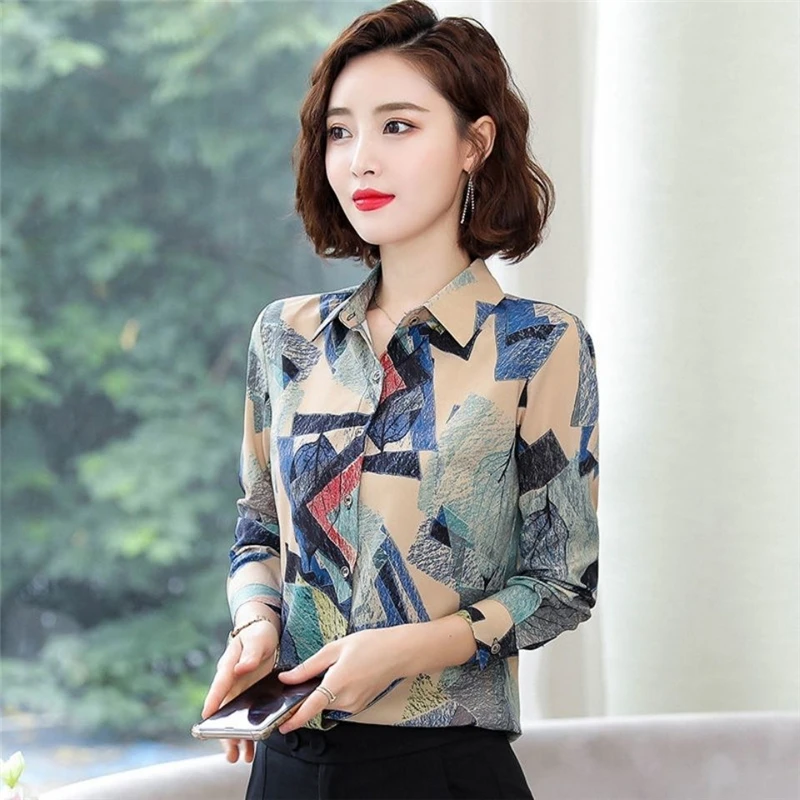 Fashion Women Blouses Ladies Korean Spring Autumn Long Sleeve Chiffon Vintage Blouse Oversize Shirts Female Tops Blusas Mujer