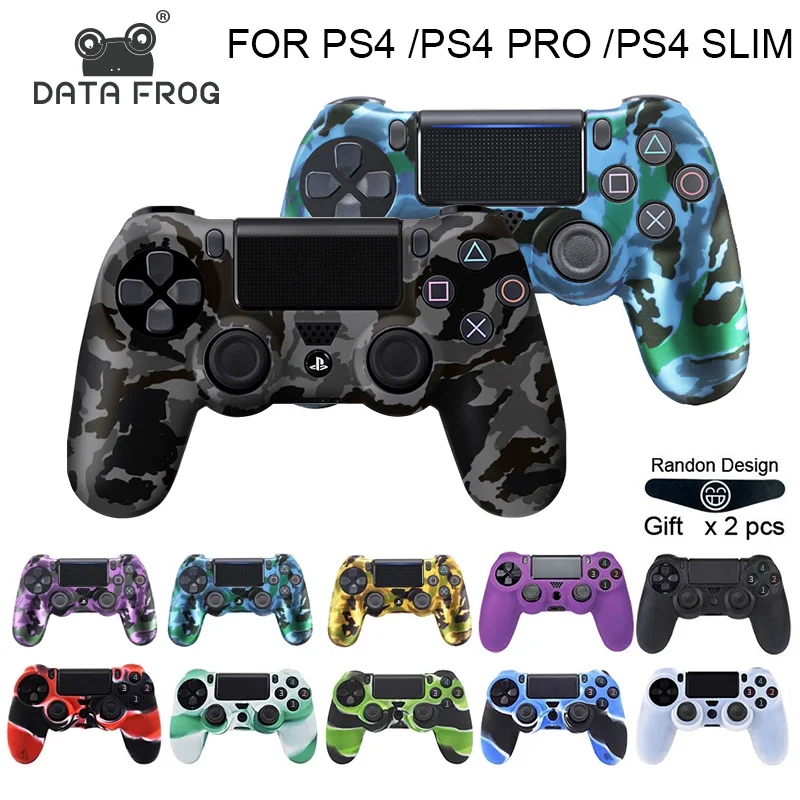 

RETROMAX Silicone Case Protection Skin for DualShock 4/PS4/PS4 Pro/PS4 Slim With LED Light Bar Sticker+2pcs Grip for PS4 Case