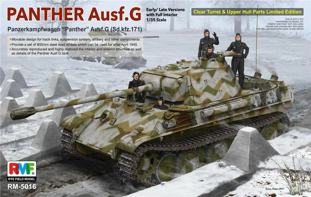 Полевые модели Rye 1/35 PANTHER Ausf.G ранняя/последняя версия с полным интерьером #5016 RMF
