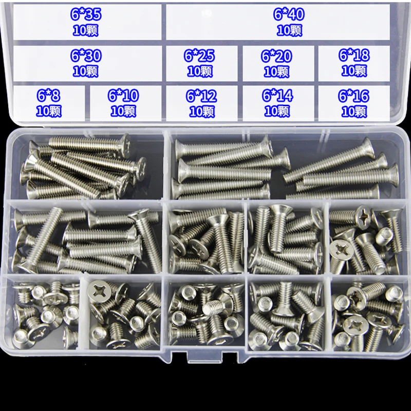 1 компл. M2/M3/M4/M5/M6 304 нержавеющая сталь Phillips плоские винты Болт Гайка шайбы Ассортимент Комплект крепежные детали гайки комплекты болтов