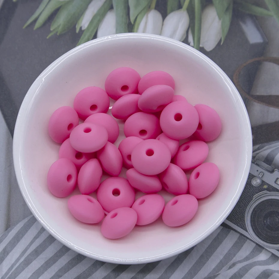 60pc Baby Teether Silicone Teethers BPA Free Abacus Lentils Beads Silicone Beads Baby Teething Nursing Pacifier Clip Accessories