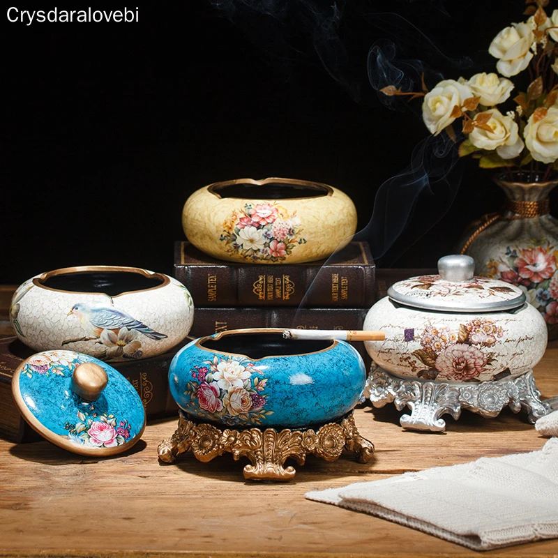 Новый стиль китайский Ретро керамический большой с крышкой пепельница