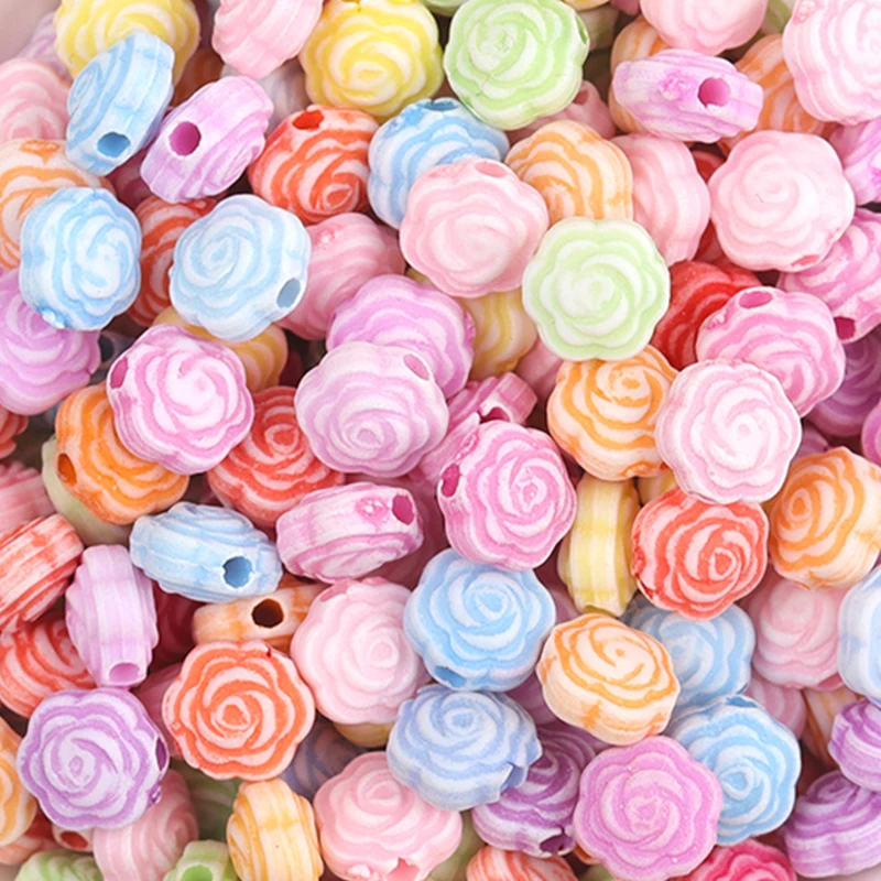 

50pcs Washed Craft Plastic Flower Pattern Beads For Jewelry Making Diy Necklace Bracelet Decoration