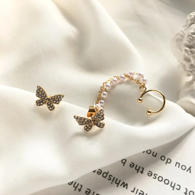 

Маленькие Винтажные серьги Стразы, блестящие асимметричные серьги-бабочки