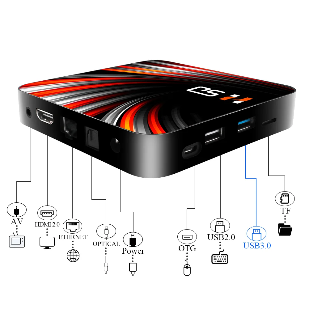 ТВ-приставка HONGTOP Android 4K Ultra HD TV 10 0 HDR 4 ГБ 64 Wi-Fi Google Play Store Смарт медиаплеер |