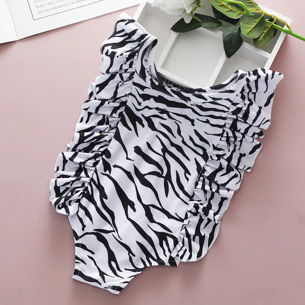 

Kids Girls Bikini Toddler Baby Girls Sleeveless Swimsuits Solid Ruffles Swimsuit Summer Print Beach Beachwear Set