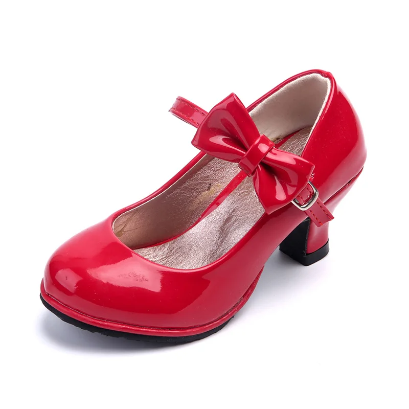 Лето 2020 туфли на высоком каблуке для маленьких девочек лакированная кожа детские