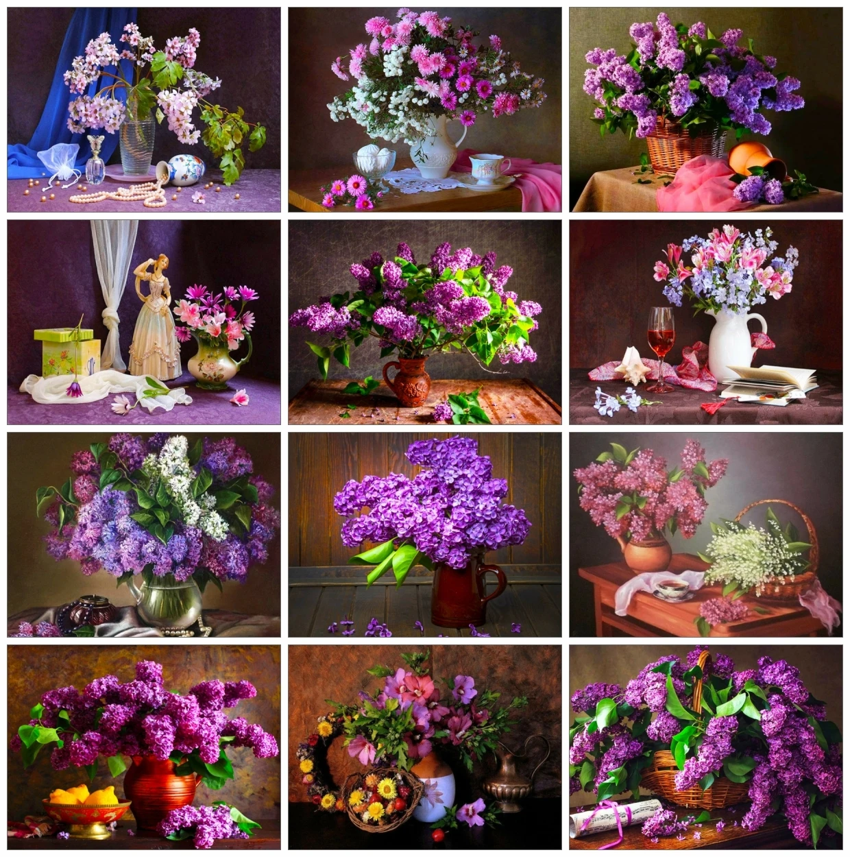 

AZQSD Coloring By Numbers Lilac Purple HandPainted Kits On Canvas Painting By Numbers Flower Home Decoration Gift Wall Decor