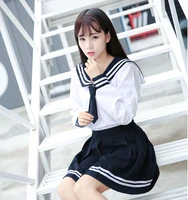 2pcs high end jk uniform for girls japanese korea topsskirttie school wear uniform student sailor black white suit c30153ad