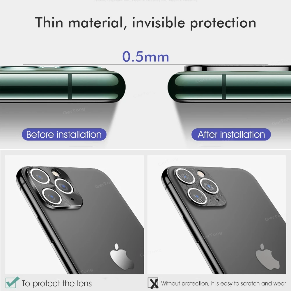 Защитная пленка для объектива камеры iPhone 11 12 Pro Max алюминиевый чехол с покрытием