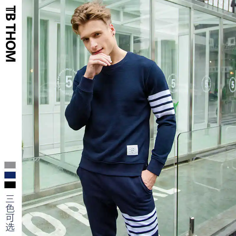 

2021 ТБ THOM мужские модные окрашенные толстовки с круглым вырезом и длинным рукавом Повседневные спортивные толстовки мужские осенние весенн...