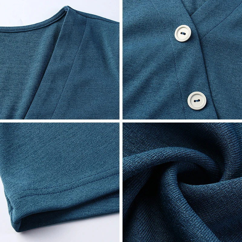 

2021 Summer New Women's Causal Solid Knitted Dress Ladies Elegant Short Sleeve Button V-neck Above Knee Mini Dress