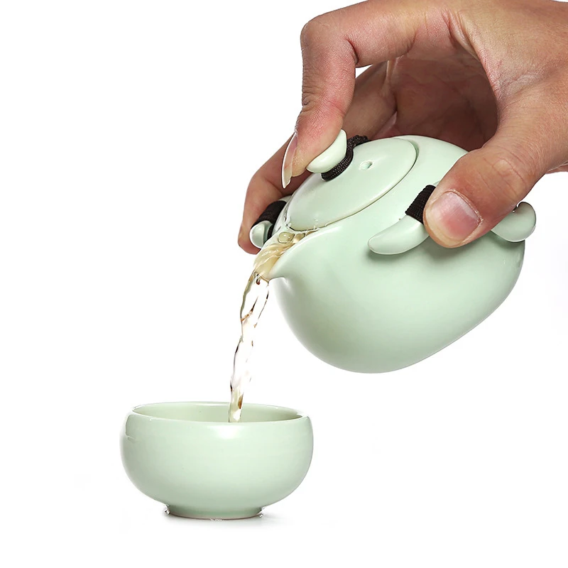 Портативный чайный сервиз включает в себя 1 чайник 2 чайные чашки красивый и