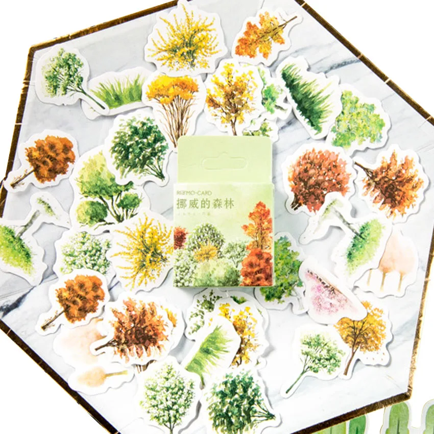 46 фотографий &quotлес в Норвегии&quot ручная роспись стикеры декоративные наклейки