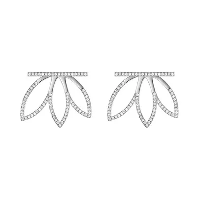 

New minimalist diamond-encrusted leaves hollow leaves dual-use 925 pure silver needle earrings fairy earrings