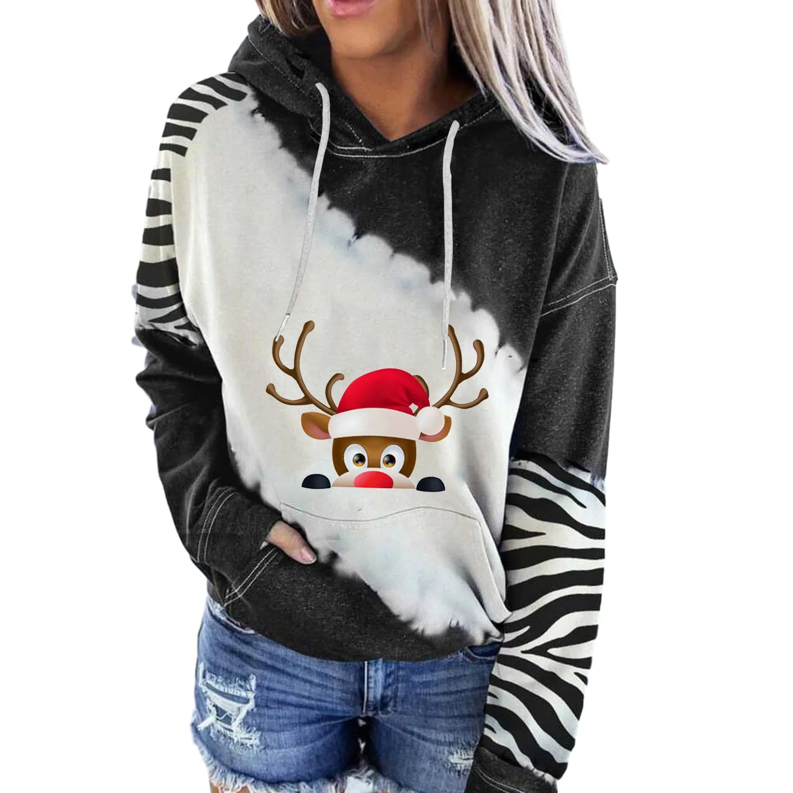 

Женский свитер с круглым вырезом, повседневный Свободный пуловер с рождественским принтом, теплая уличная одежда для осени и зимы