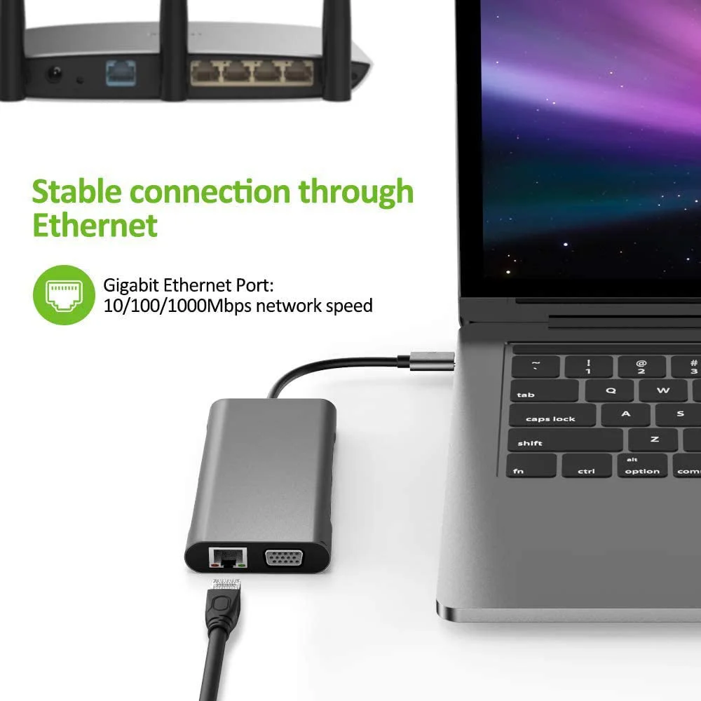 Адаптер USB Type C-HDMI 4K VGA RJ45 Lan Ethernet SD TF USB-C C 3 0 5 мм разъем аудио видео конвертер для MacBook