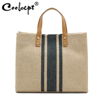 coolcept 2021 womens canvas bag mix color summer totes bag shoulder bag fashion designer traval handbag young ladies daily bag