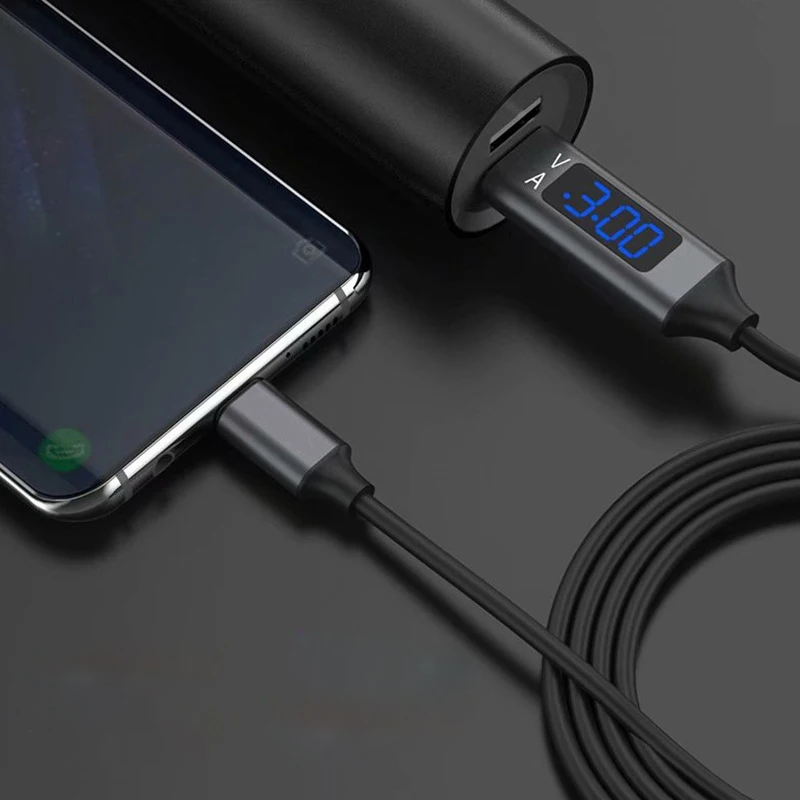 Кабель USB для быстрой зарядки usb type C кабель напряжение и ток дисплей зарядное устройство для зарядки данных Micro USB кабель мобильного телефона кабель USB