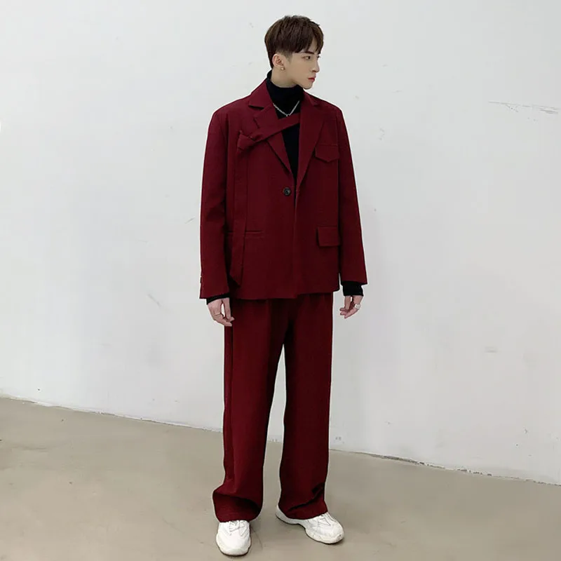 Мужской костюм из 2 предметов винтажный красный пиджак и брюки уличная одежда в