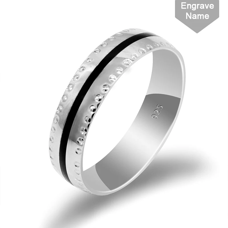 Женское и мужское кольцо в полоску из чистого серебра 925 пробы обручальное для