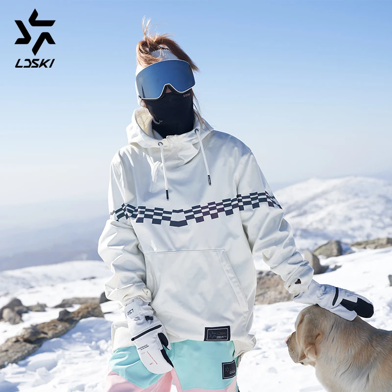 

LDSKI Ski Hoodie Jacket Water Repellent surface Chi Series warm urban street stylish outfit front pocket pullover hoodies