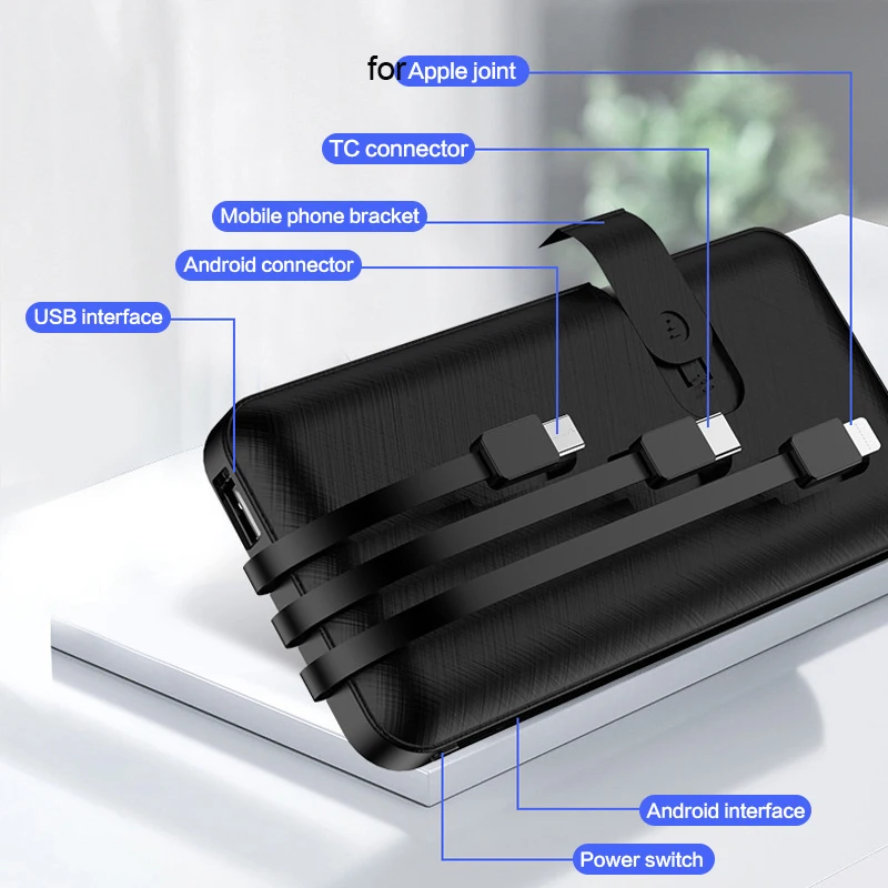 Внешний аккумулятор с 3 USB кабелями 20000 мАч|Внешние аккумуляторы| |