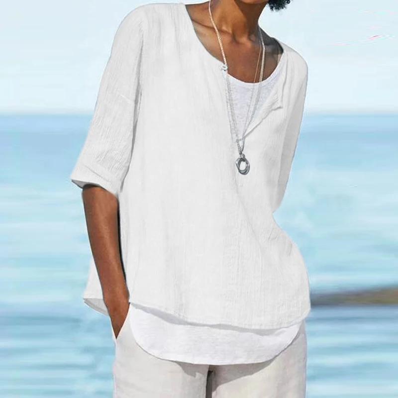 

New Solid Loose T-shirt Women Casual V-neck Half Sleeve Summer Top Shirt Women Tee Elegant Female Beach Style Clothing 5XL