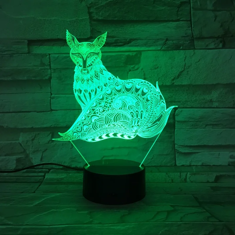 VCity 3D лампа с лисой 7 цветов светодиодный лампа дневного света дети ребенок спальня стол рядом со спящей лампой сенсорный или пульт дистанционного управления теплый свет