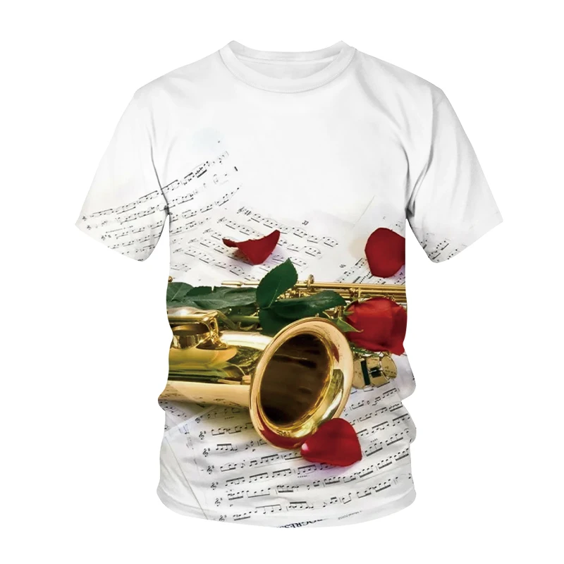 

Fashion T Shirt Saxophone T-Shirt Men Pre-shrunk Cotton Short Sleeves Sax Lover Tshirt Saxophonist Gift Music Tee Clothing Gift