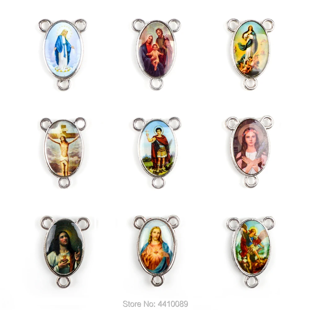 Католические Четки центр 3 отверстия соединитель цветной стикер изображение